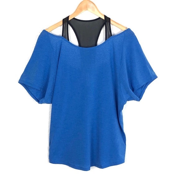 Lucy Tops - Lucy Racerback Blue and Black Tee and Tank in One